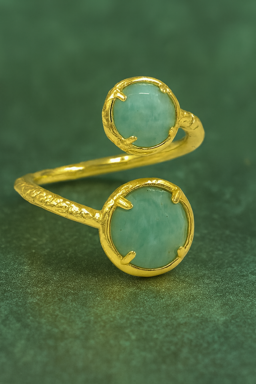 
                  
                    Boho & Mala Calming Amazonite Gold Ring (adjustable)
                  
                