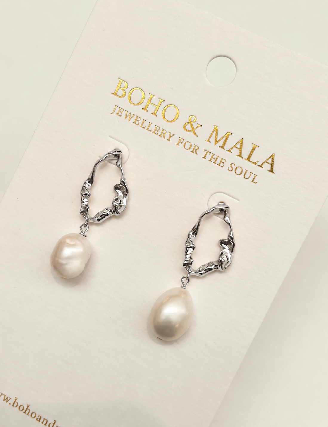 
                  
                    Amelie Organic Pearl Drop Studs - Sterling Silver ✨
                  
                