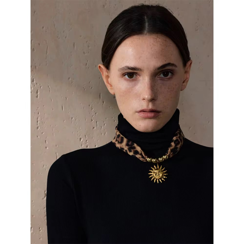 
                  
                    Solara Leopard Print Sun Necklace – Statement Scarf Necklace
                  
                