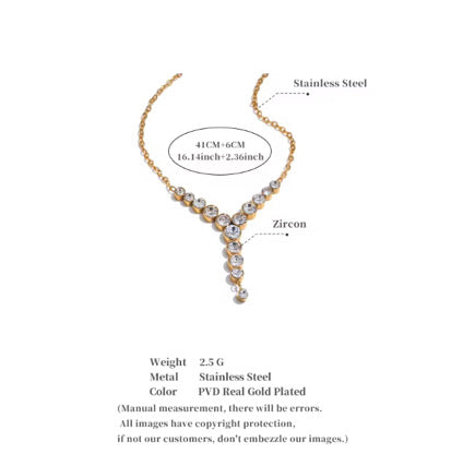 
                  
                    Celeste Crystal Drop Necklace – Dainty Gold Y Necklace
                  
                
