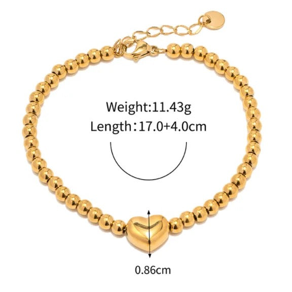 
                  
                    Gold Bead Heart Bracelet – Boho & Mala jewellery
                  
                
