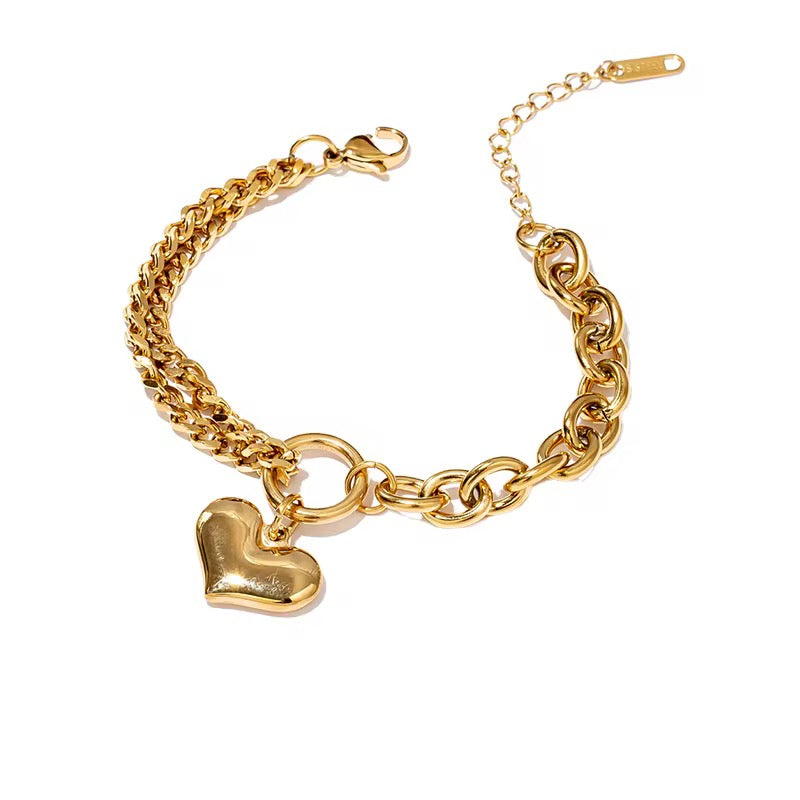 
                  
                    Golden Heart Statement Chain Bracelet – waterproof gold bracelet by Boho & Mala
                  
                