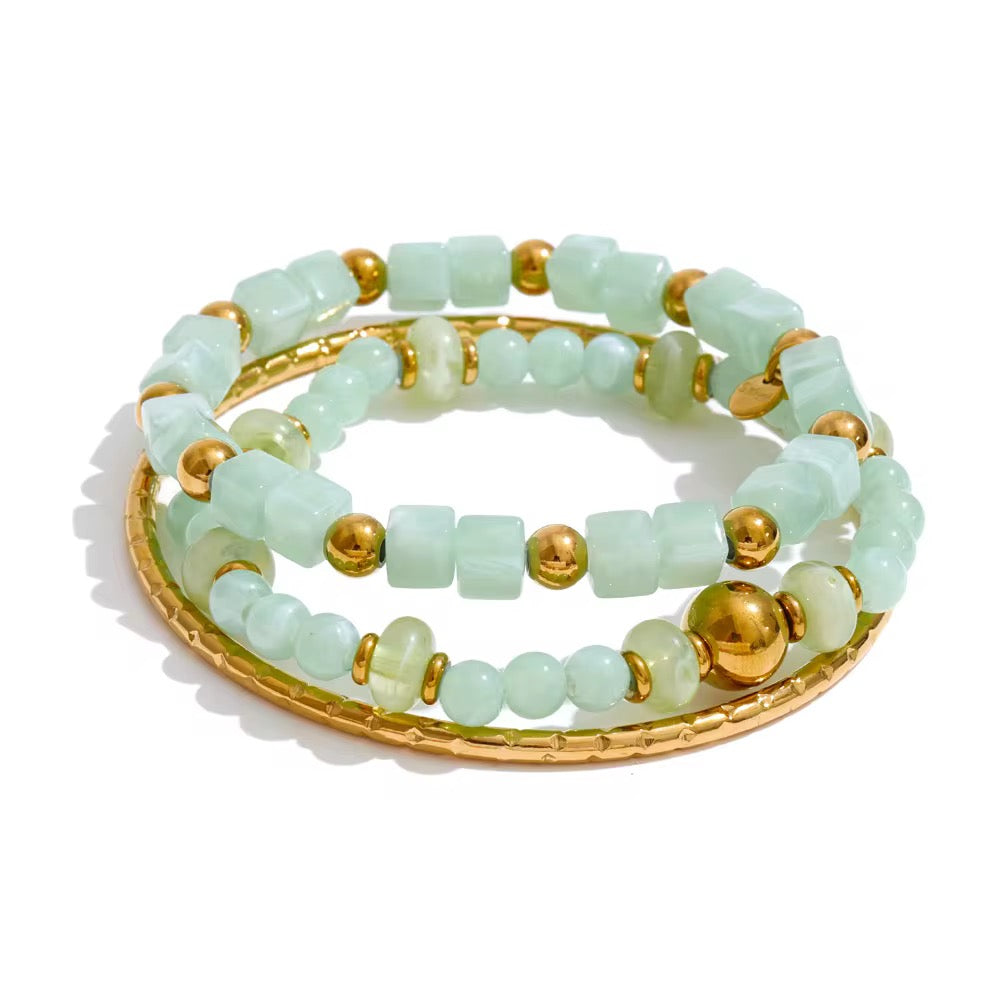 
                  
                    Aqua Serenity Beaded Bracelet Stack – Boho & Mala jewellery
                  
                