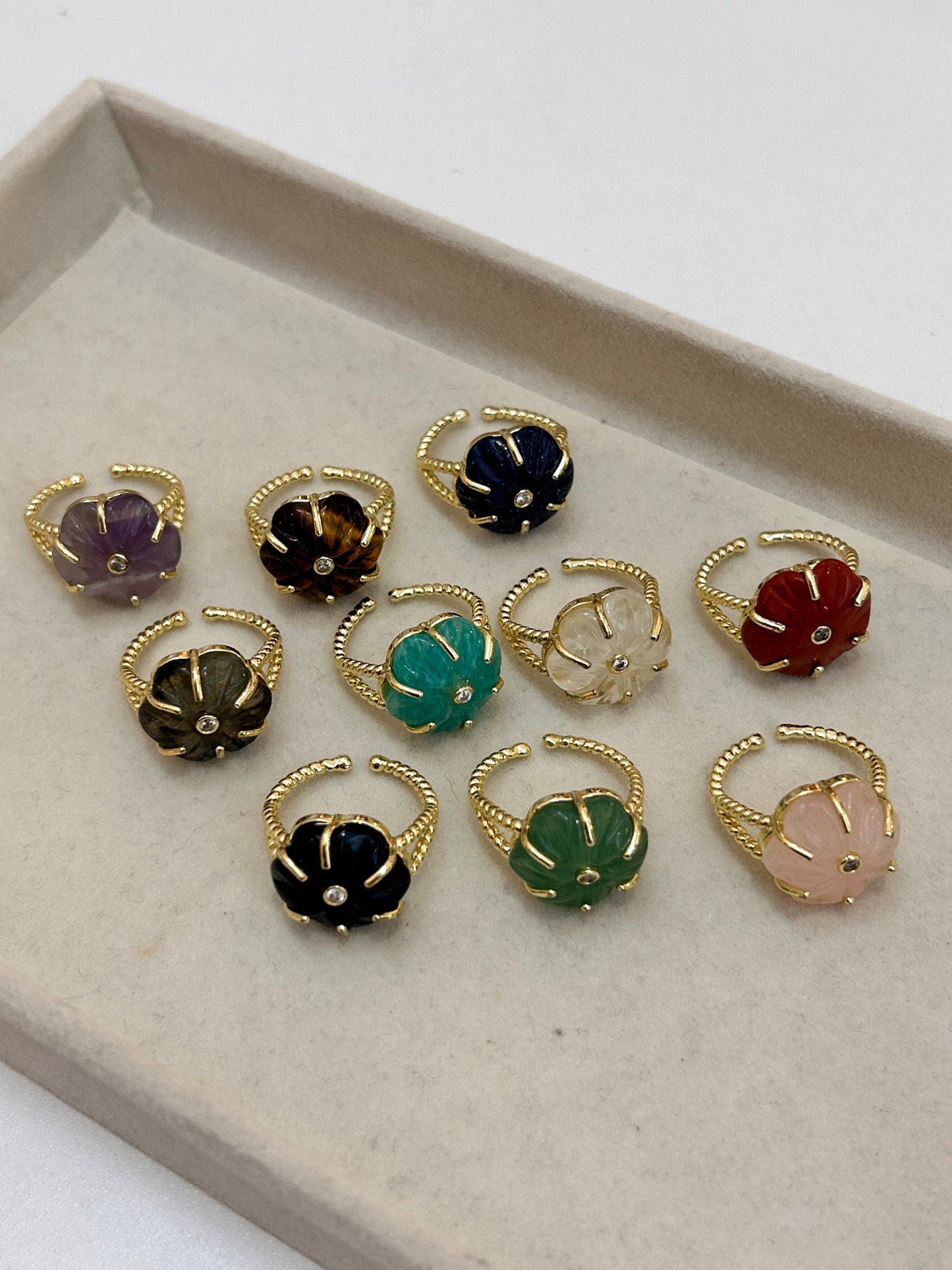 
                  
                    Zinnia Carved Gemstone Ring – Boho & Mala jewellery
                  
                