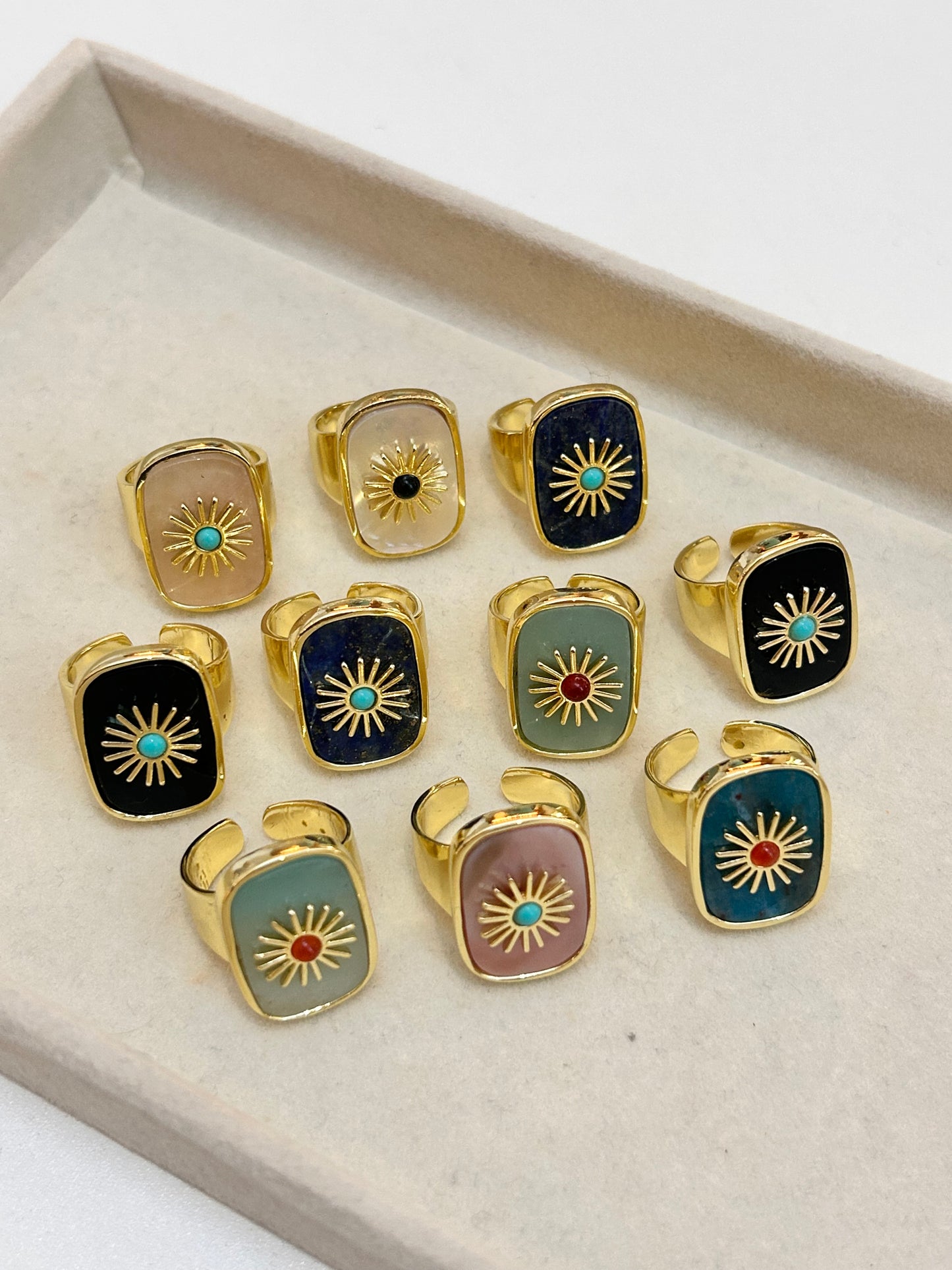 
                  
                    Soleil Sunburst Gemstone Ring – Boho & Mala jewellery
                  
                