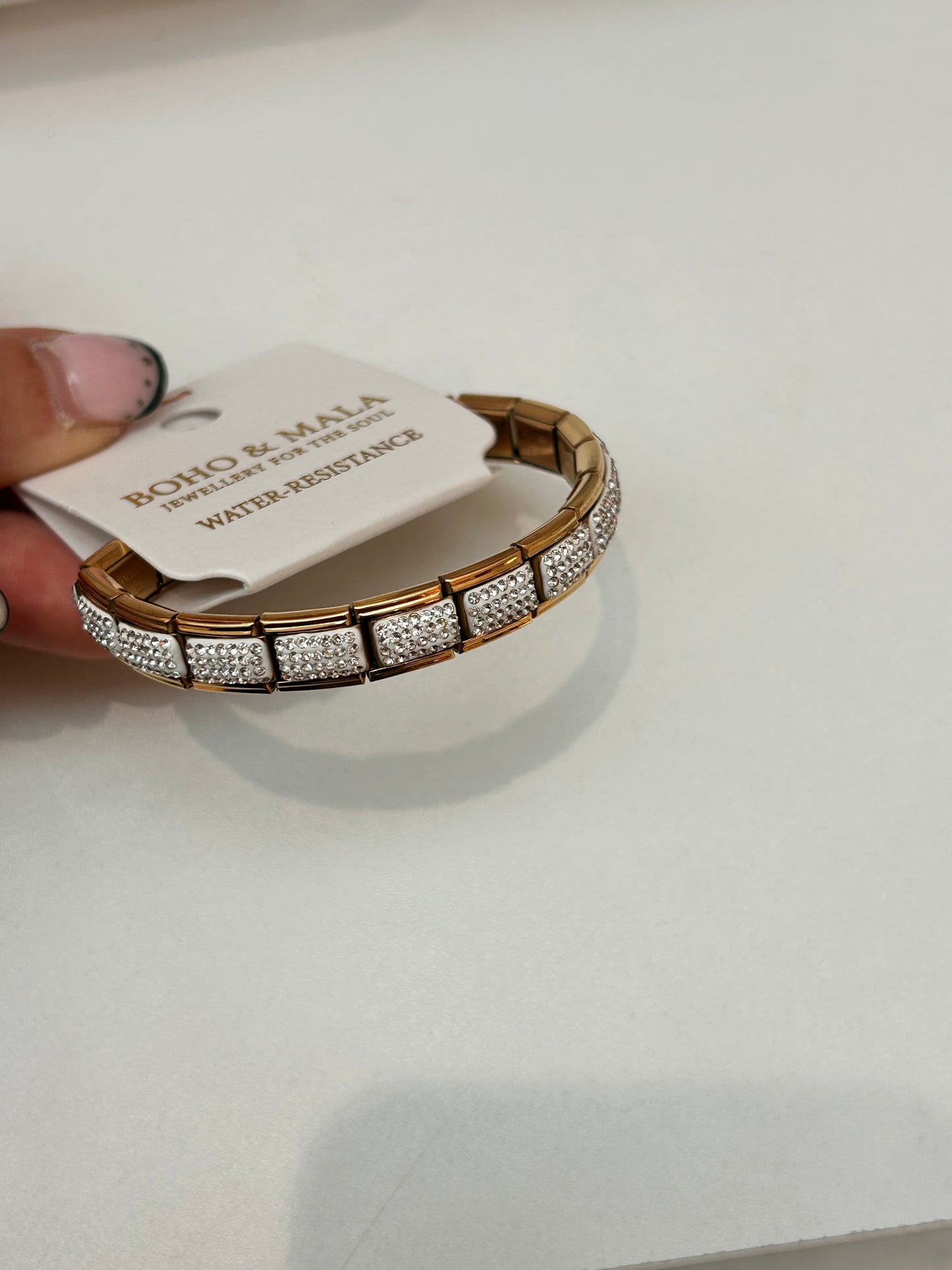 
                  
                    Talia Gold Pavé Tile Bangle – Boho & Mala jewellery
                  
                