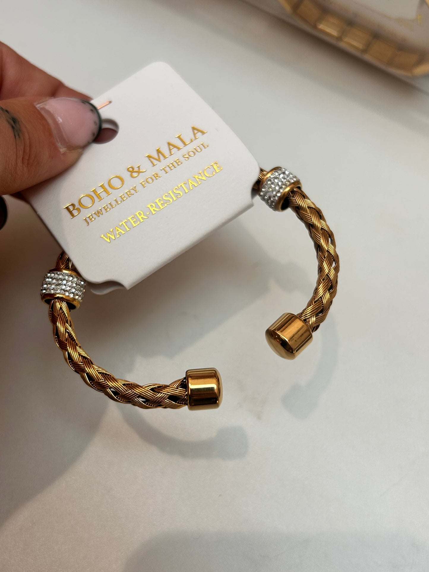 
                  
                    Safira Gold Braided Crystal Cuff – Boho & Mala jewellery
                  
                
