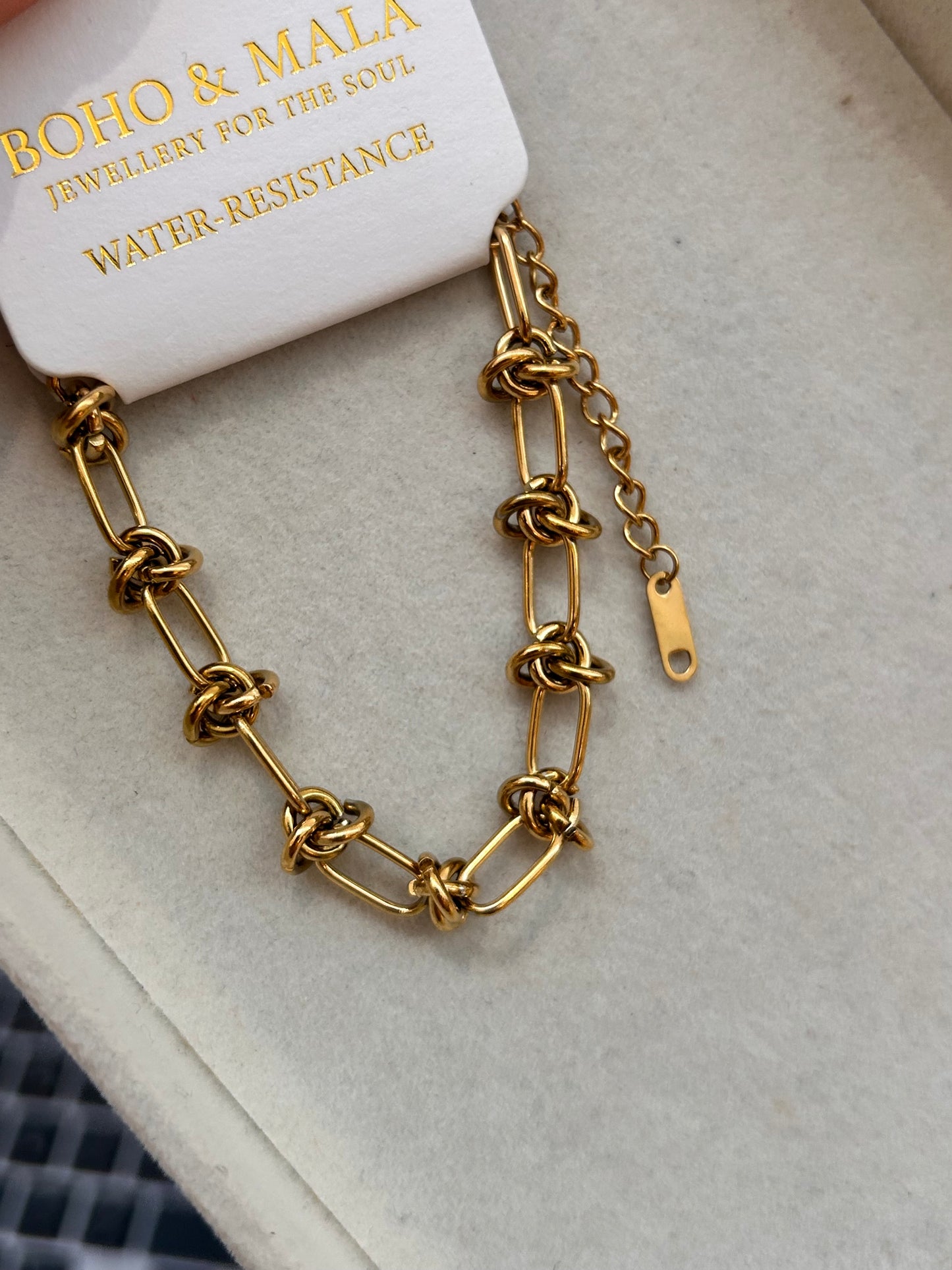 
                  
                    Imogen Gold Knot Link Bracelet – Boho & Mala jewellery
                  
                