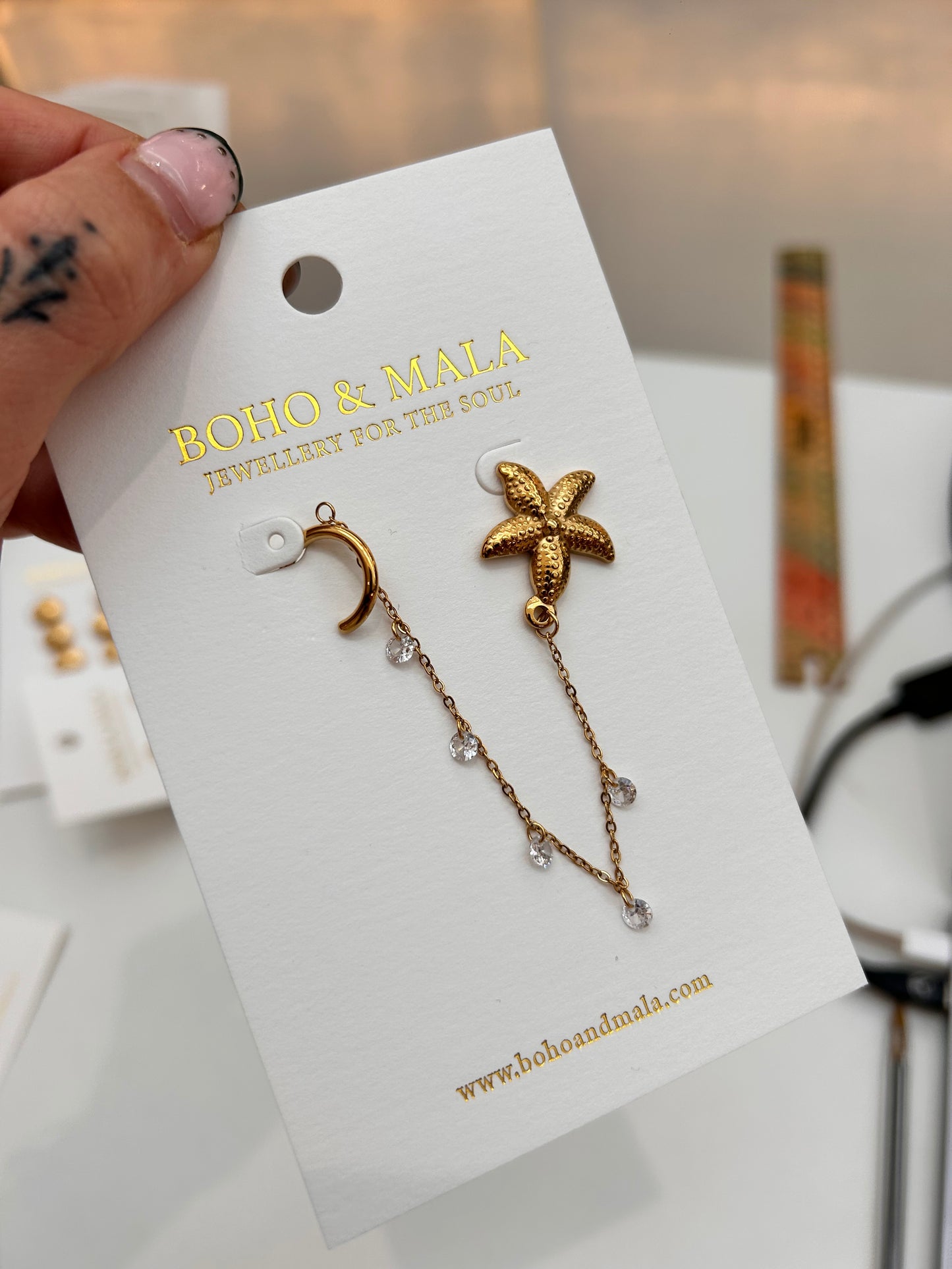 Marina Starfish Chain Crystal Earrings – Boho & Mala jewellery