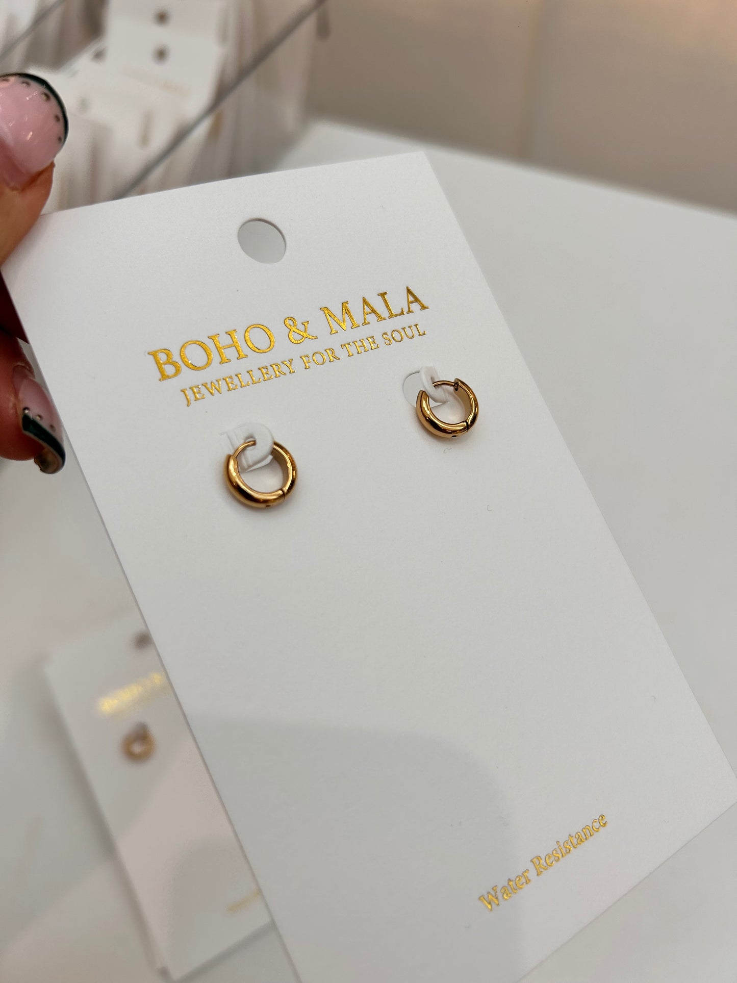 Gold 7mm – Slim Classic Waterproof Hoop Earrings – Boho & Mala jewellery
