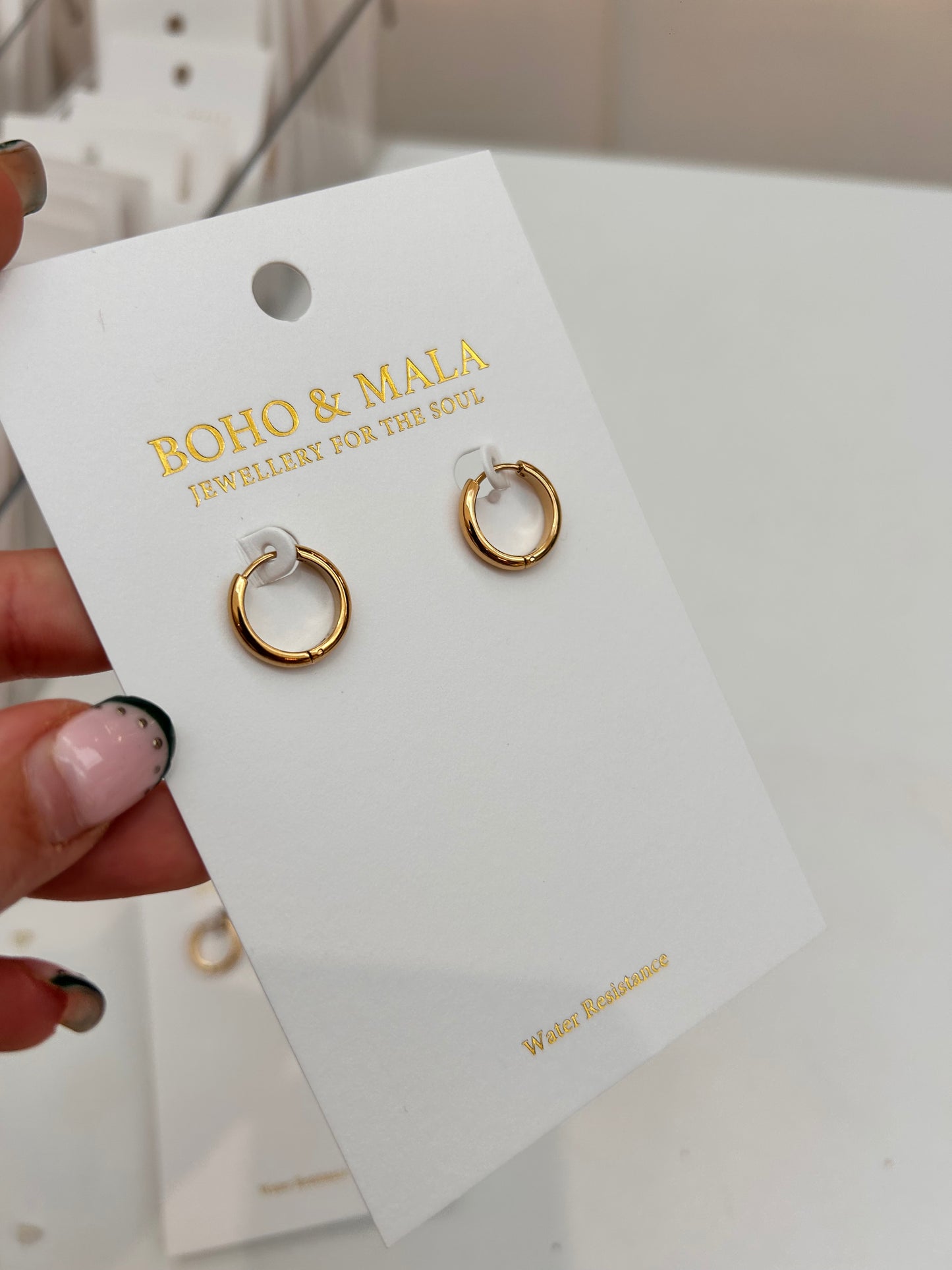 Gold 12mm – Slim Classic Waterproof Hoop Earrings – Boho & Mala jewellery