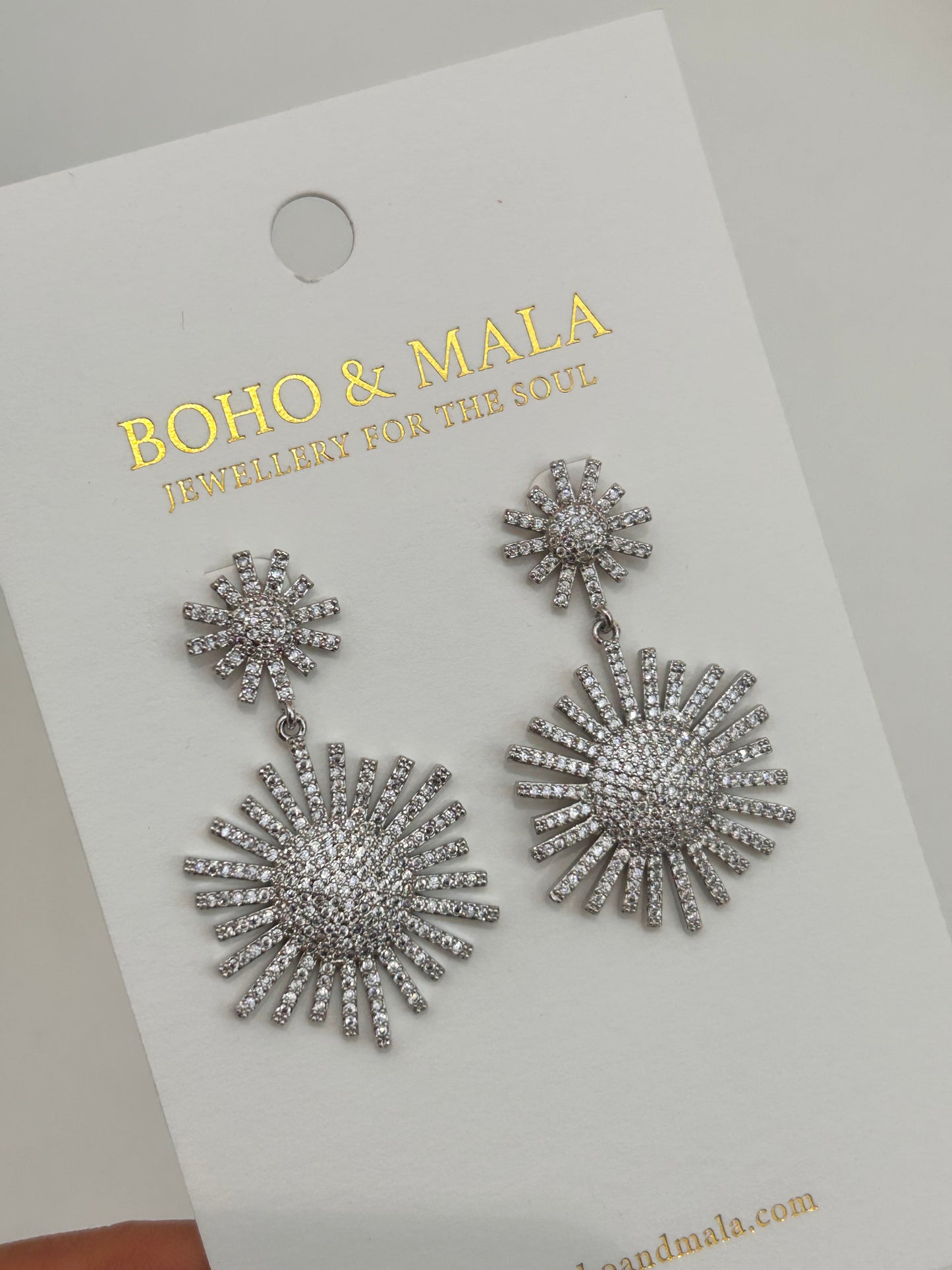 
                  
                    Elysia Silver Crystal Stud Drop Earrings – Sparkling Statement Earrings
                  
                