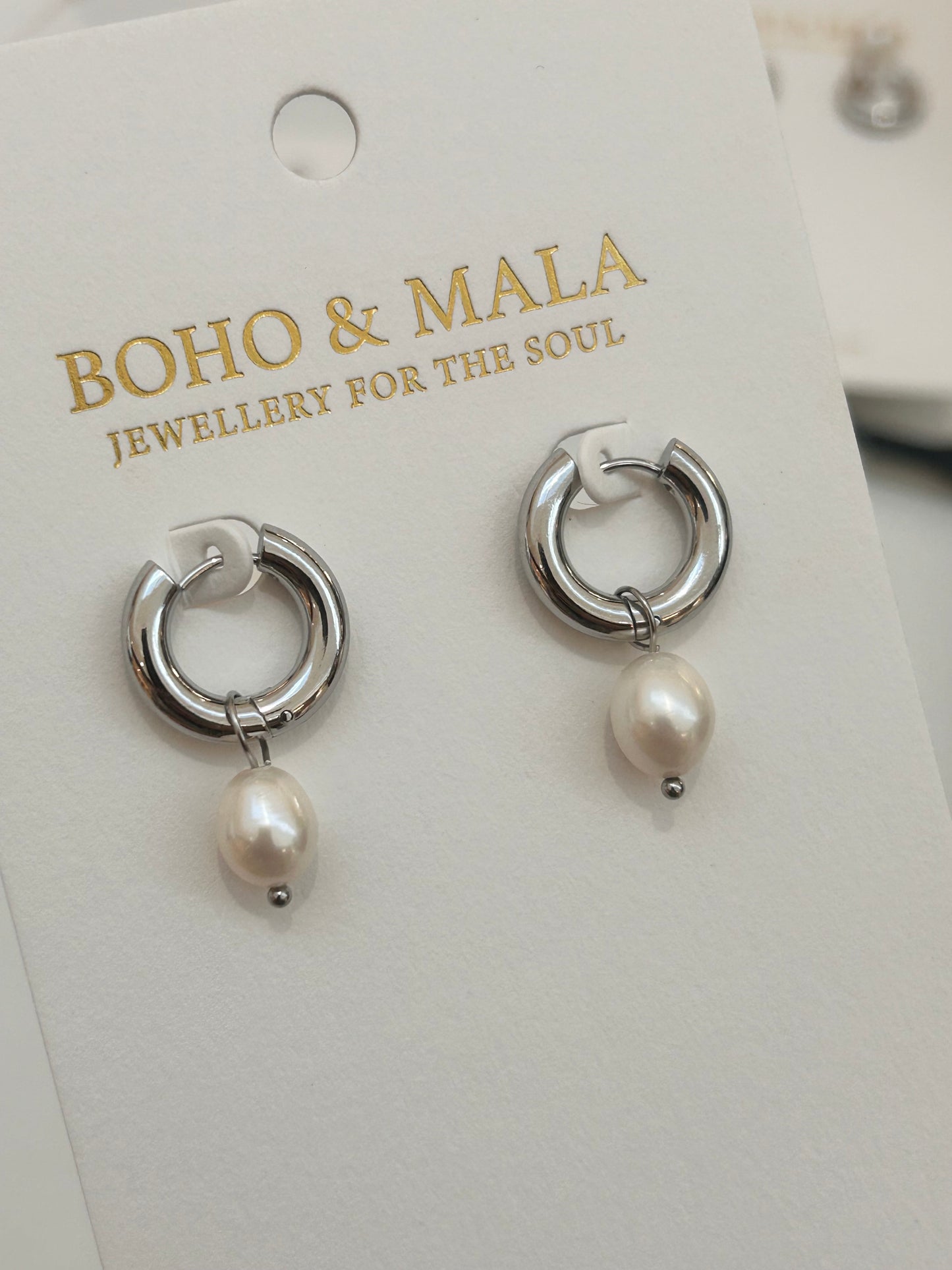 
                  
                    Alondra Silver Pearl Drop Hoop Earrings
                  
                