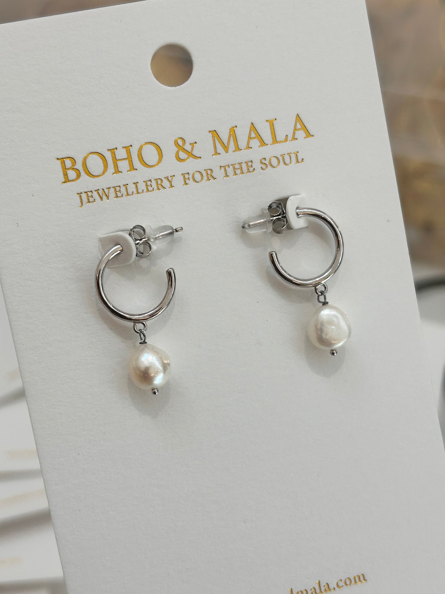 
                  
                    Florina Silver Pearl Drop Hoop Earrings
                  
                
