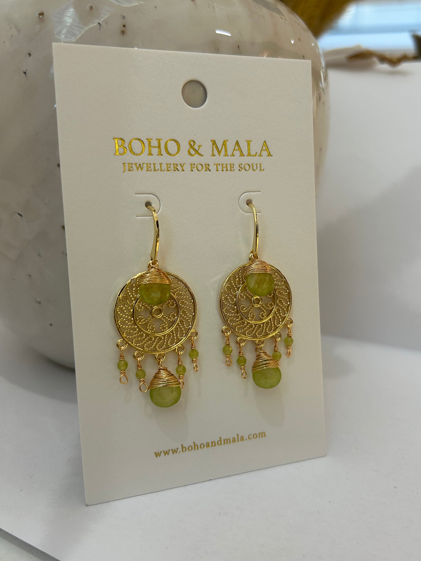 
                  
                    Prehnite Soleil Earrings
                  
                