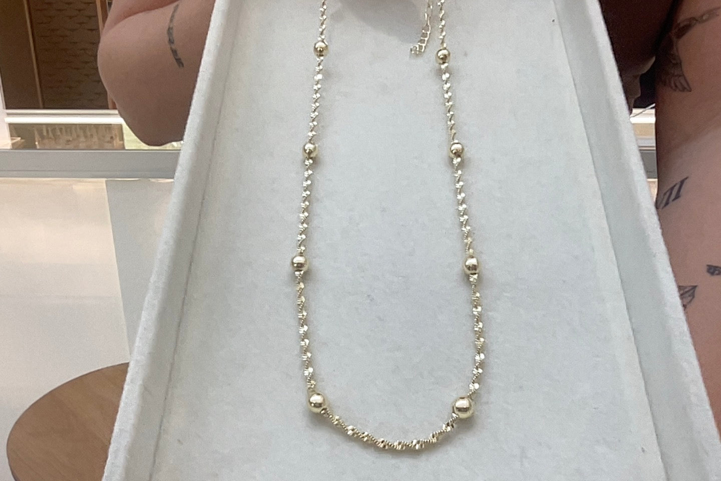 Aurette Gold Twisted Dotted Chain Necklace – Boho & Mala jewellery