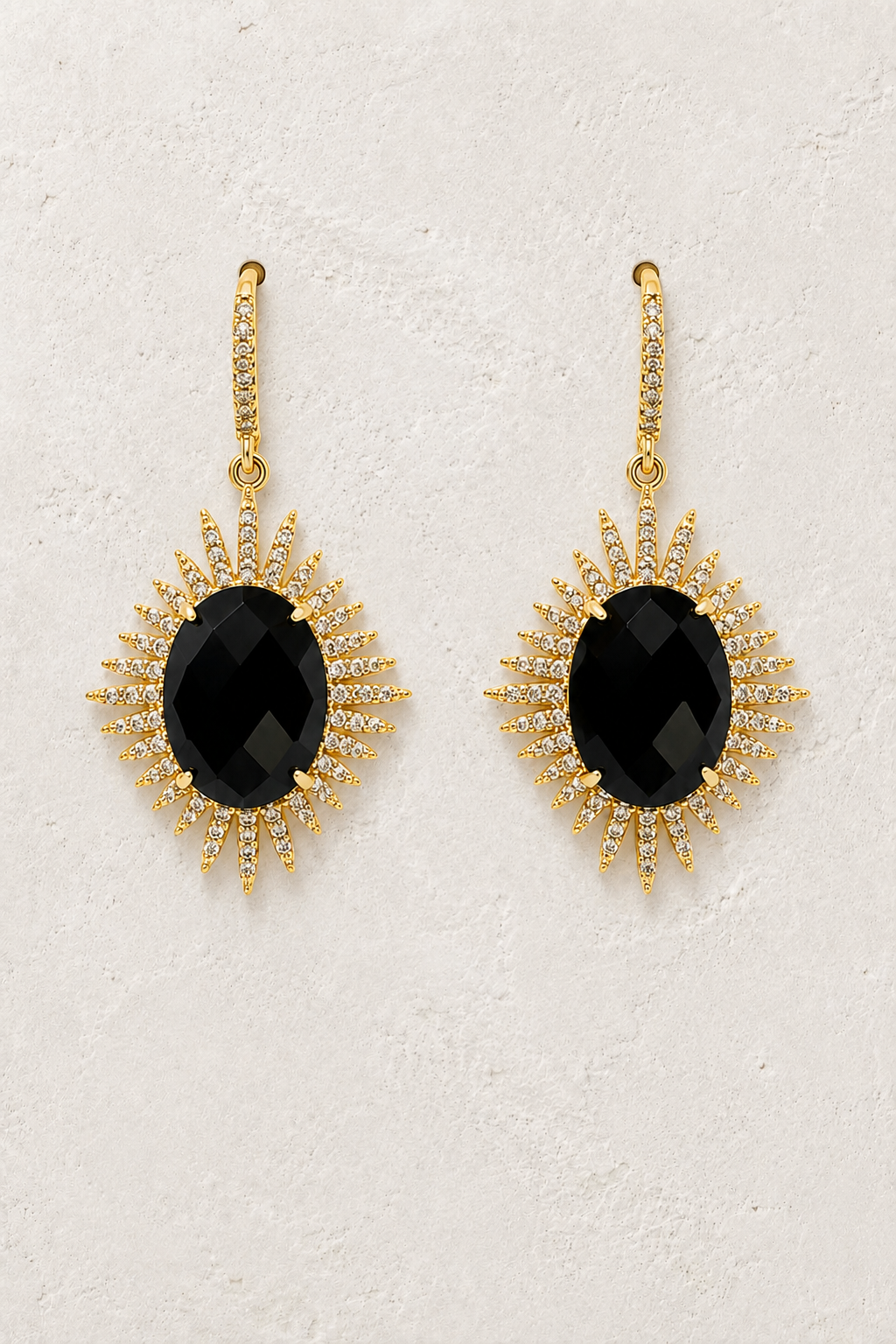 Astra Black Obsidian genuine gemstone statement drop earrings