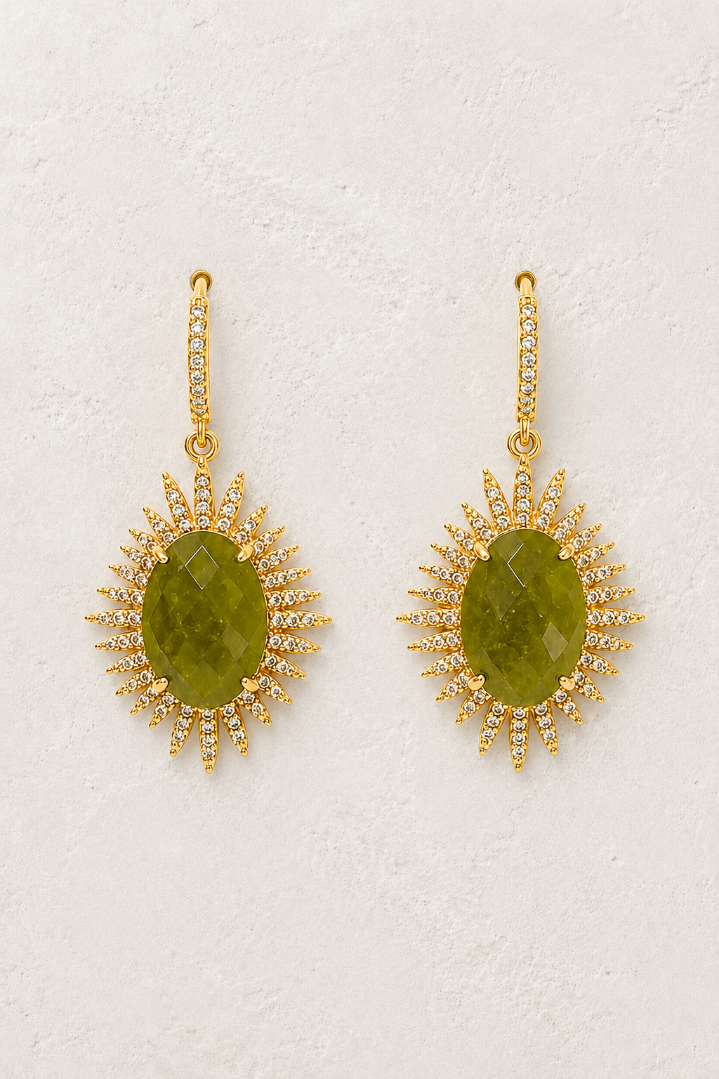 Astra Green Aventurine genuine gemstone statement drop earrings