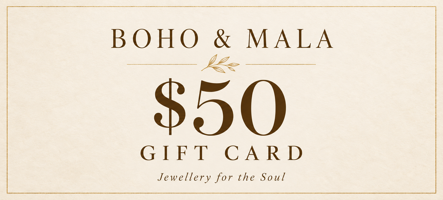 
                  
                    Boho & Mala $50 gift card in ivory and gold
                  
                