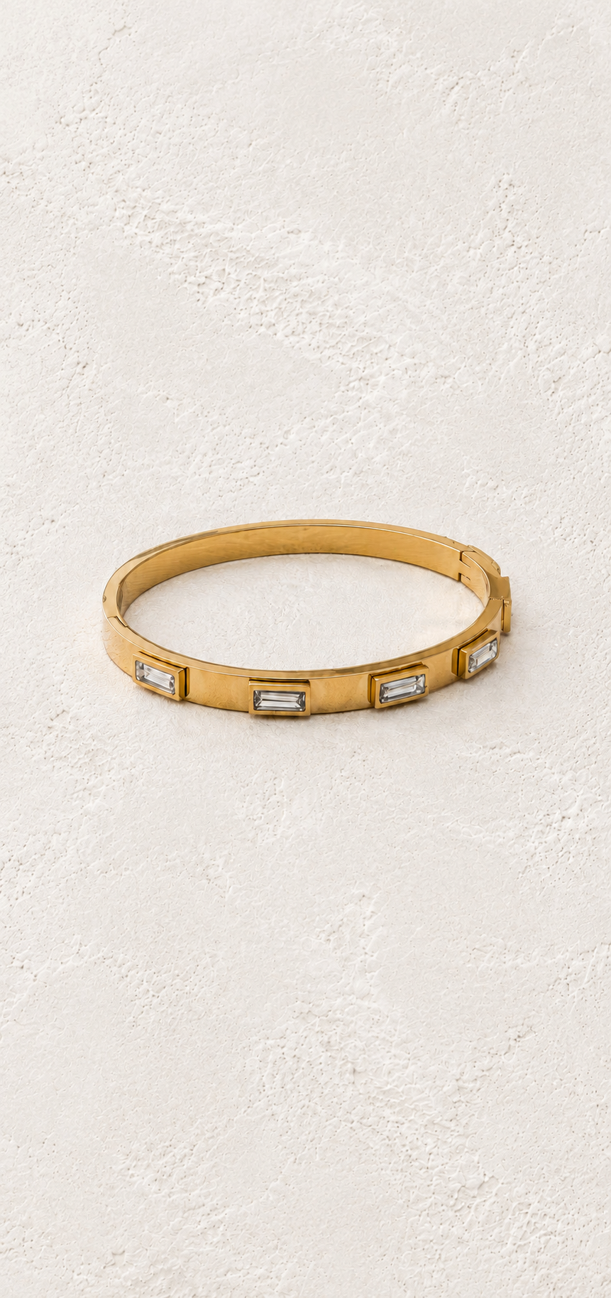 Emerelle Clear Crystal Gold Bangle on Francesca's supplied original hero background
