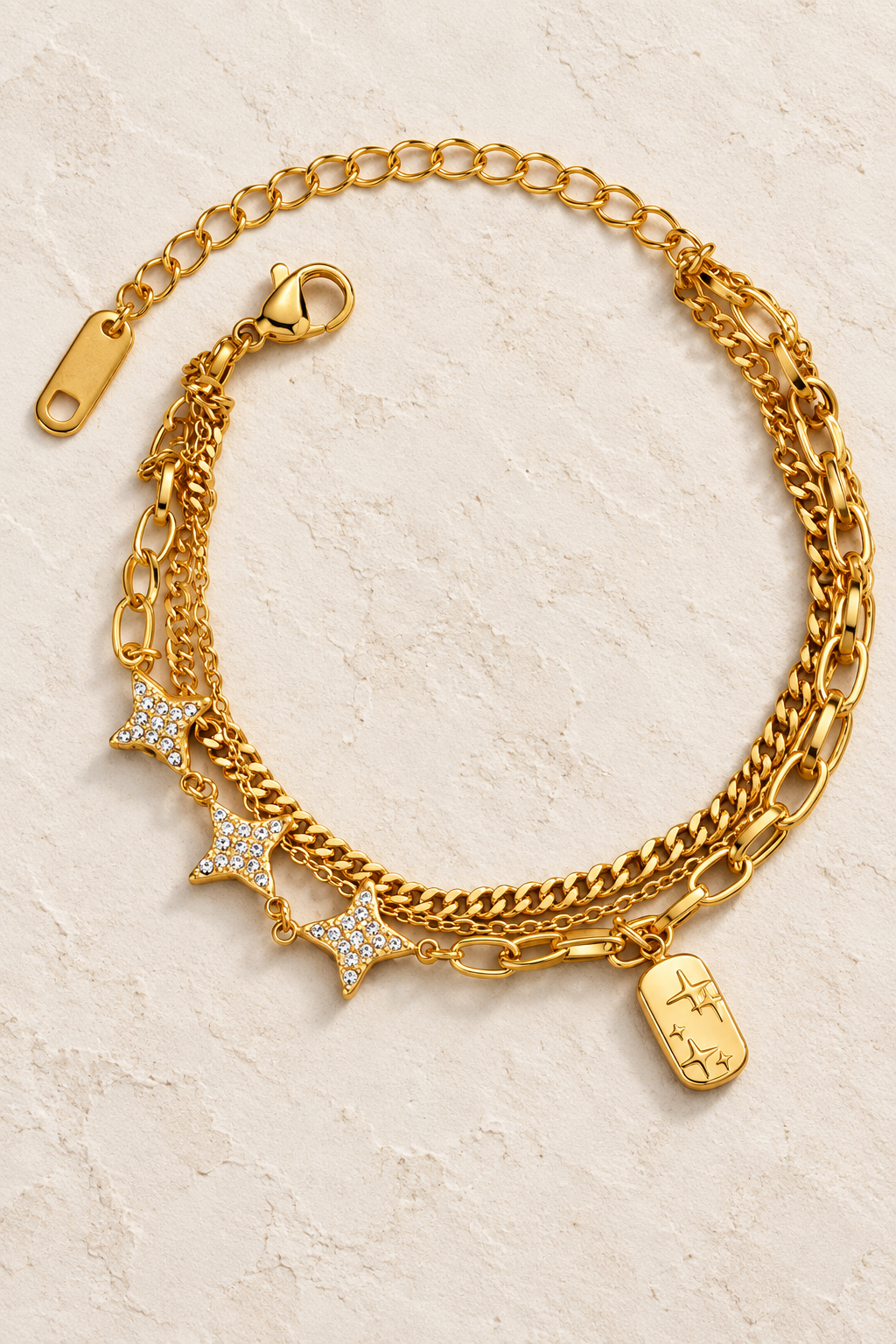 Celestial Star Layered Gold Bracelet | Waterproof