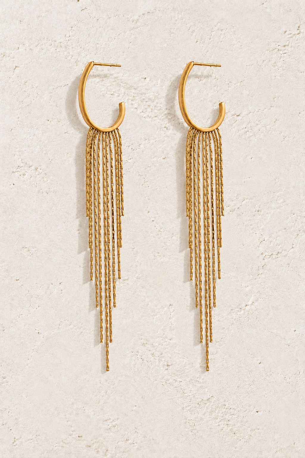 Gold Chain Tassel Hoop Earrings — hero