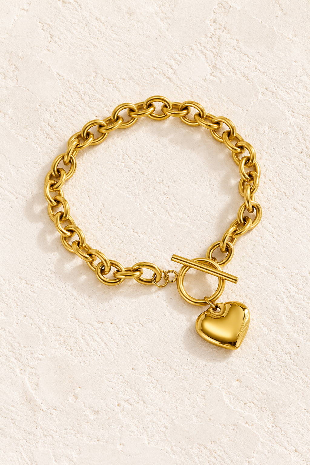 
                  
                    Gold Heart Toggle Bracelet | Waterproof
                  
                