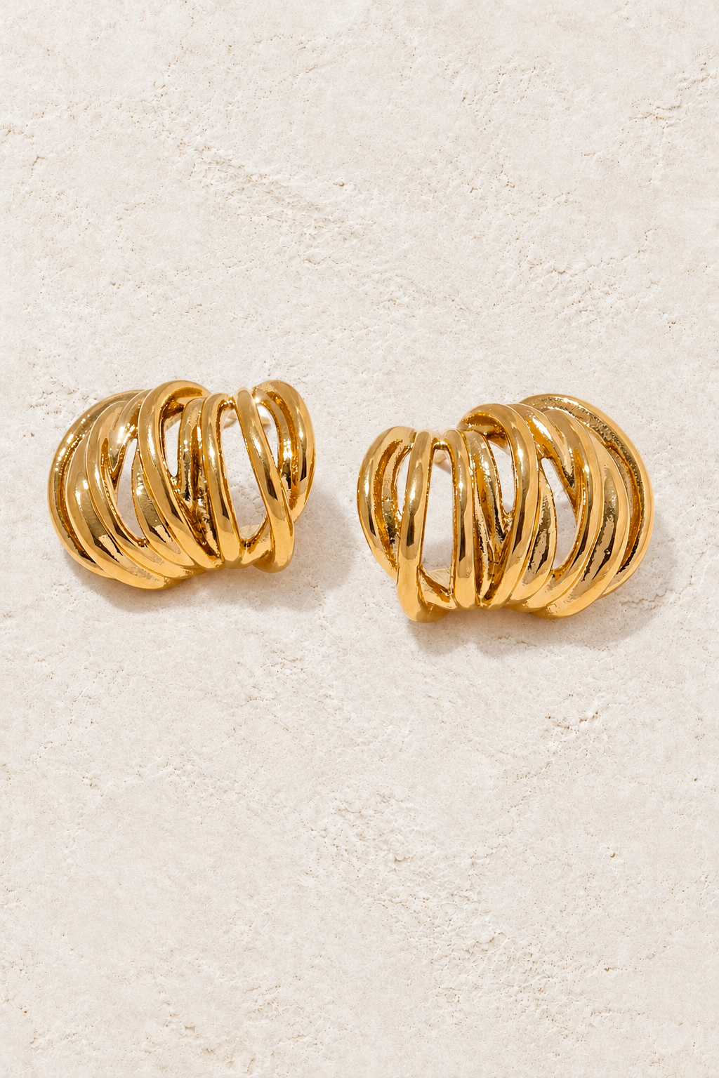 Gold Sculptural Layered Loop Earrings — hero