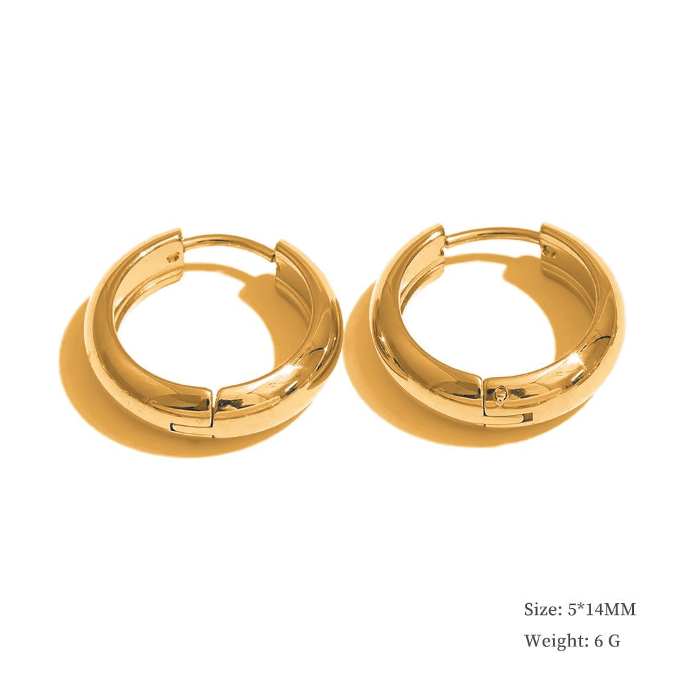
                  
                    Gold chunky 5mm hoop earrings 14mm
                  
                