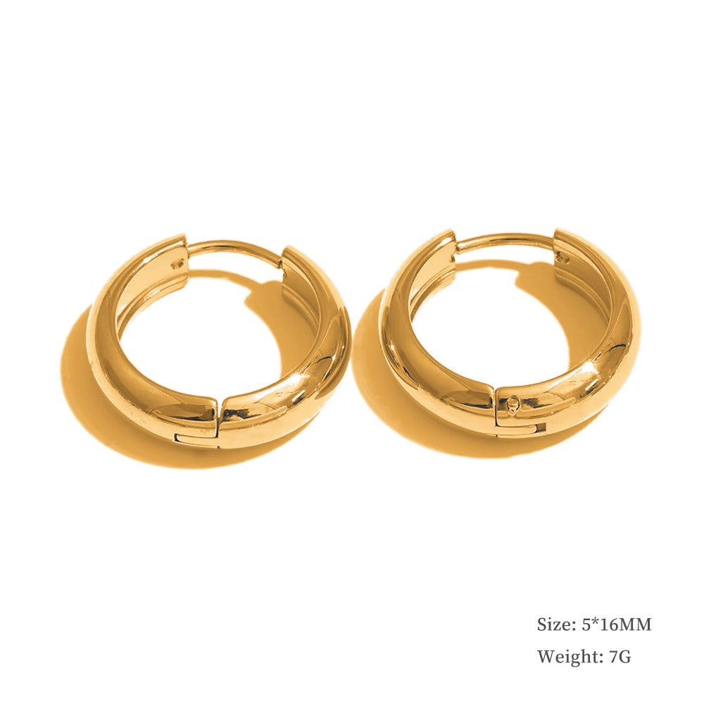 
                  
                    Gold chunky 5mm hoop earrings 16mm
                  
                