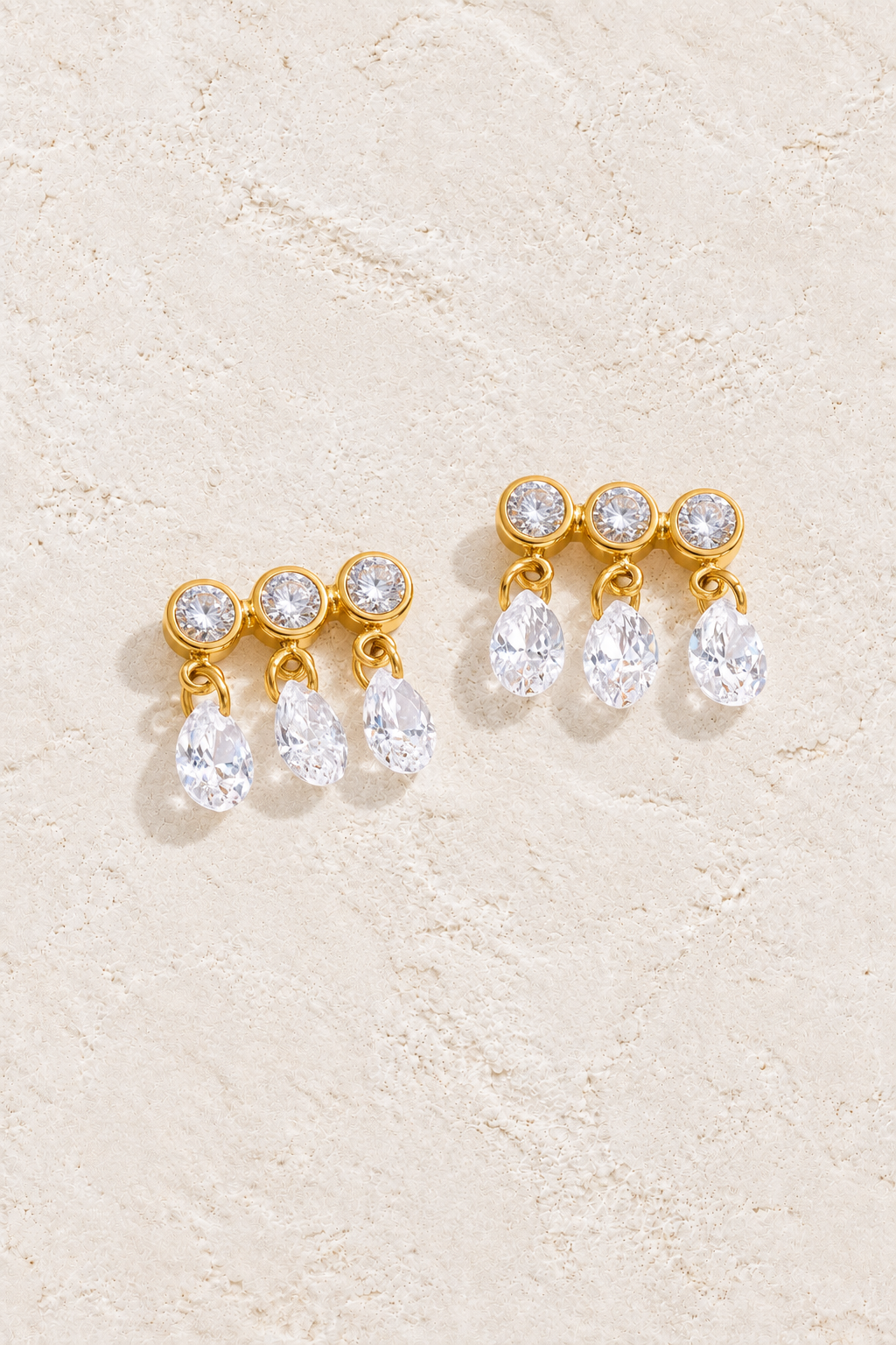 Gold Crystal Fringe Stud Earrings — hero