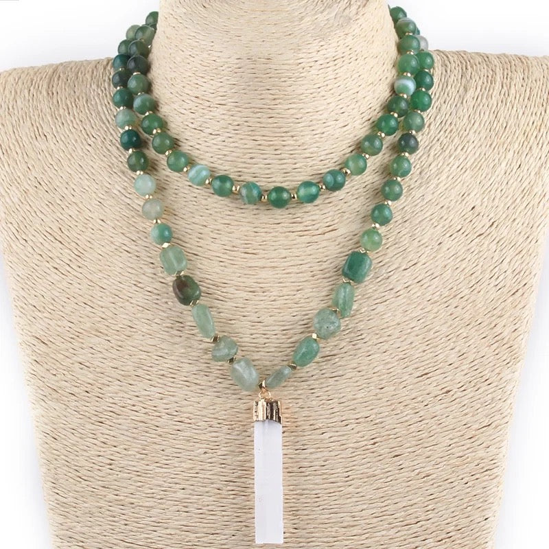 
                  
                    Forest Green Double Strand Stone Necklace
                  
                