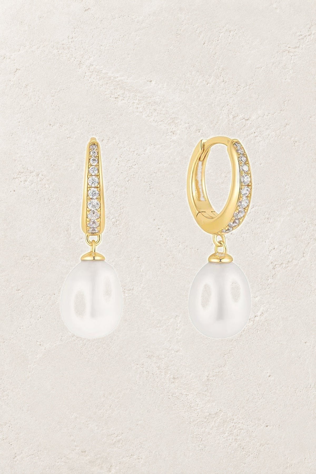 Mila Pearl Pavé Huggie Earrings
