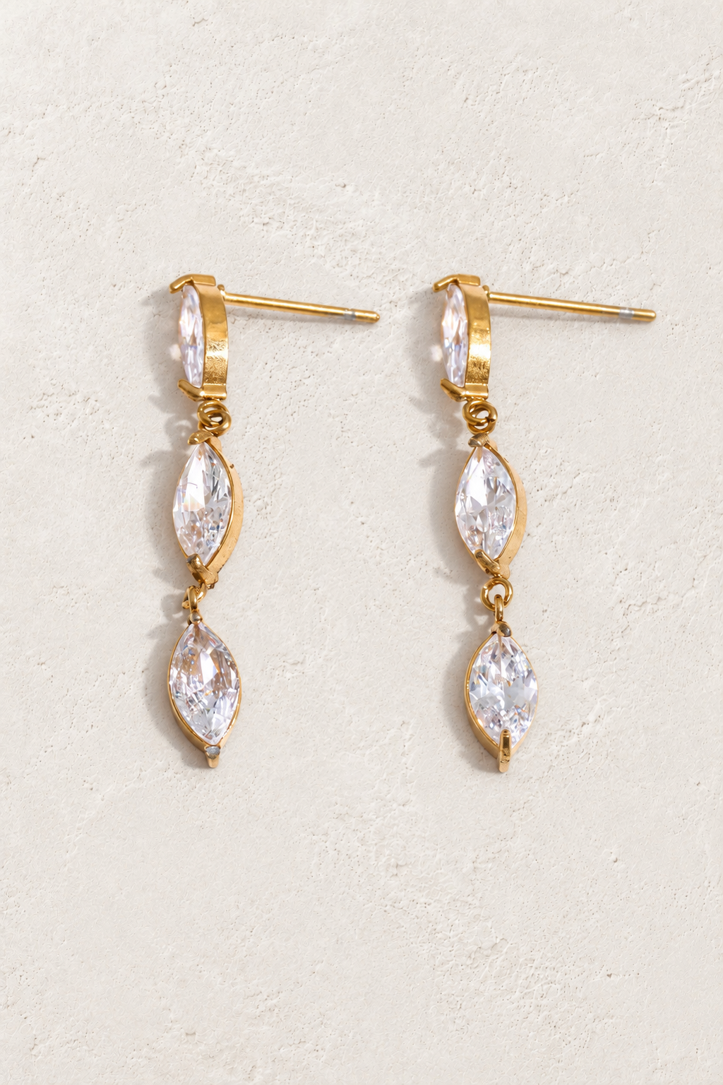 Gold Marquise Crystal Drop Earrings — hero