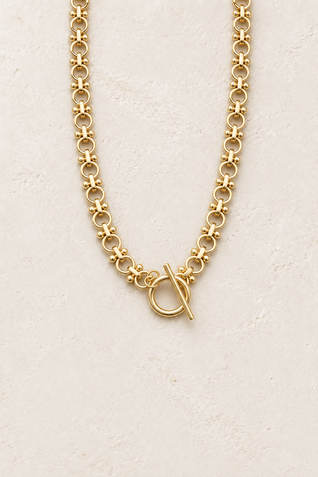 Mireya Toggle Chain Necklace on cream plaster – Boho & Mala jewellery
