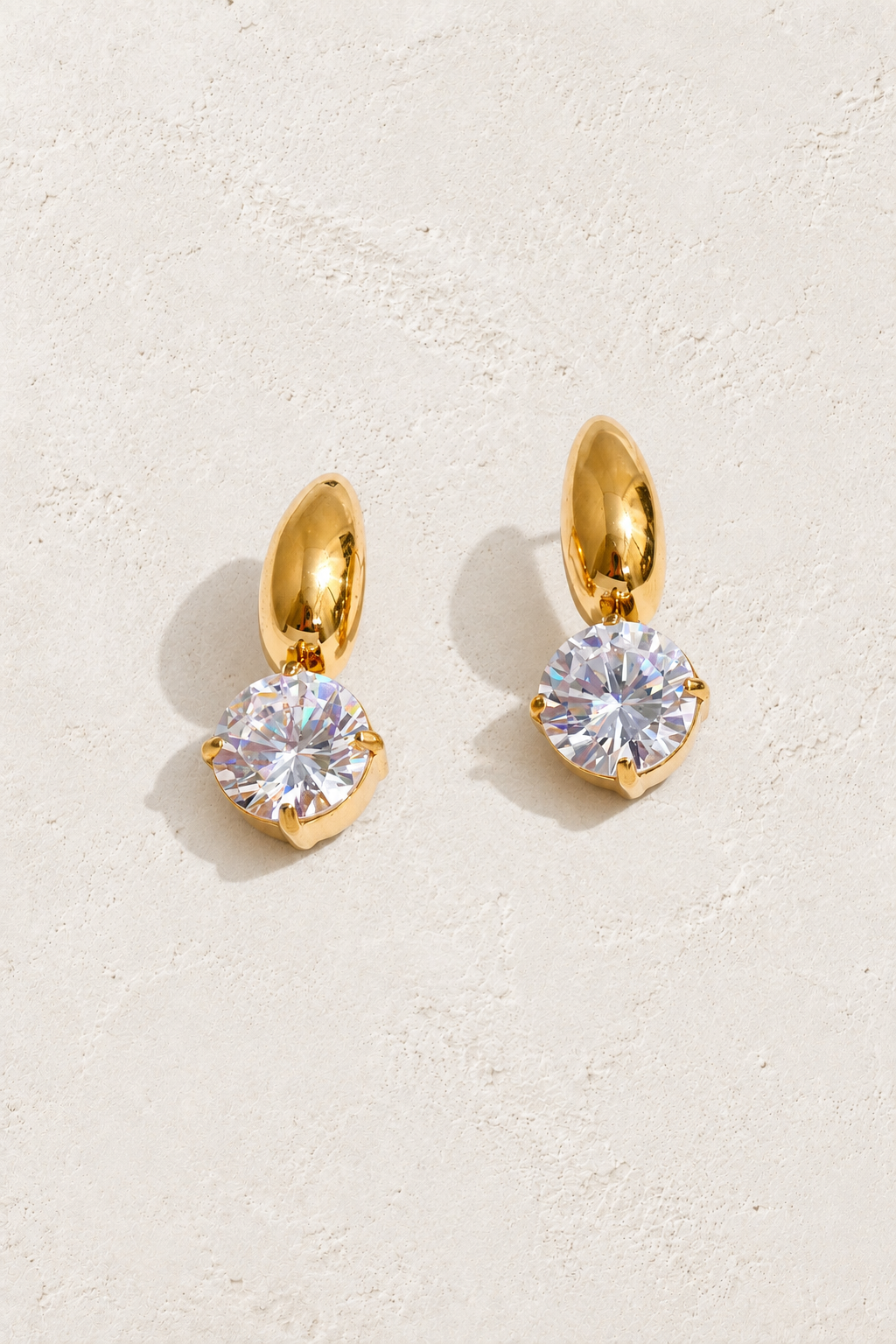 Gold Round Crystal Drop Earrings — hero
