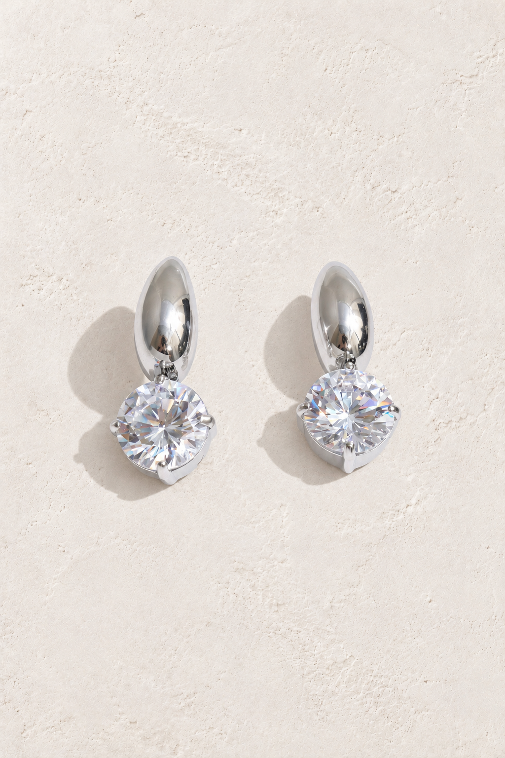 Silver Round Crystal Drop Earrings — hero