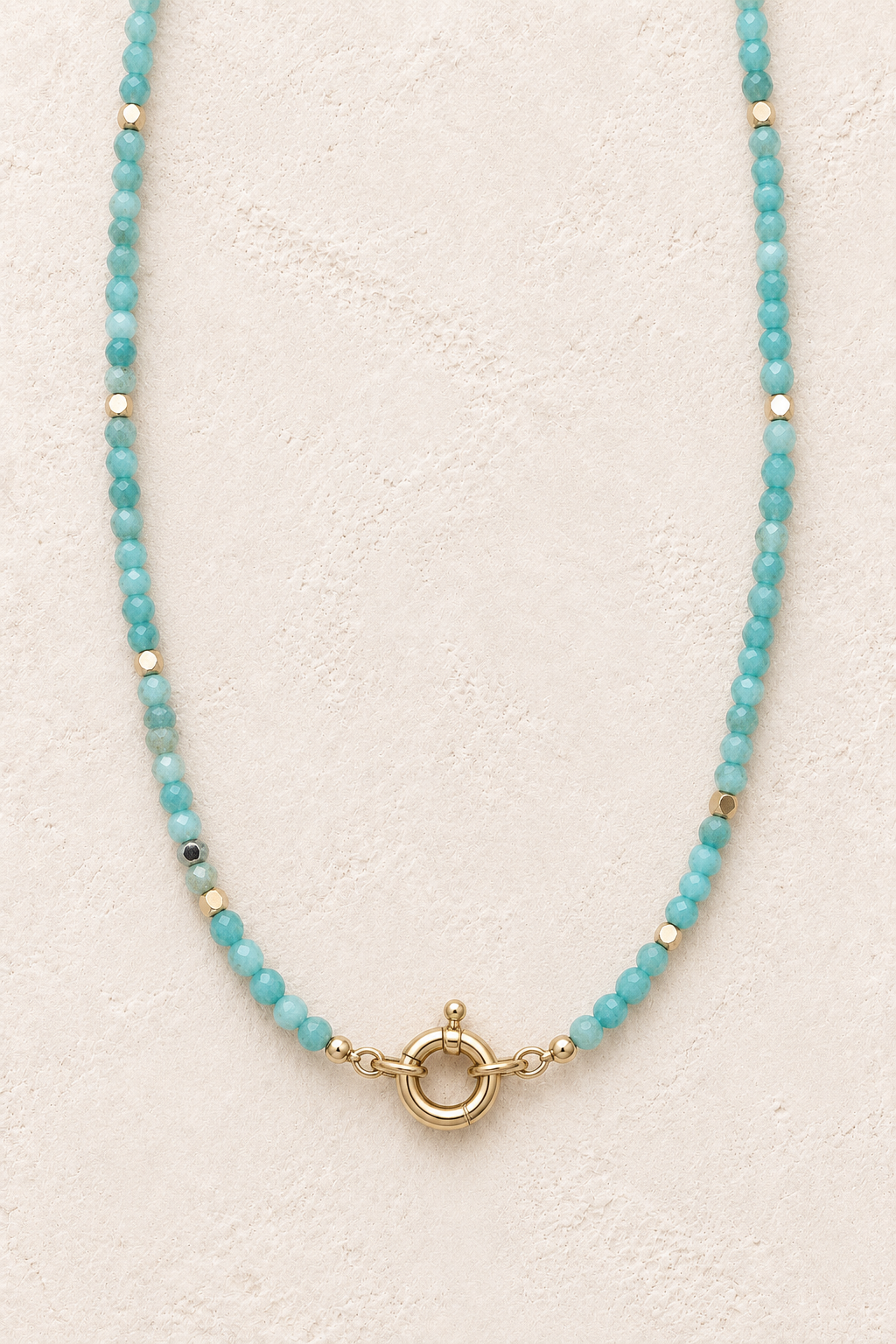 Sahara Sky Blue Necklace – Natural Genuine Gemstones — 2:3 cover on warm ivory background with centred clasp