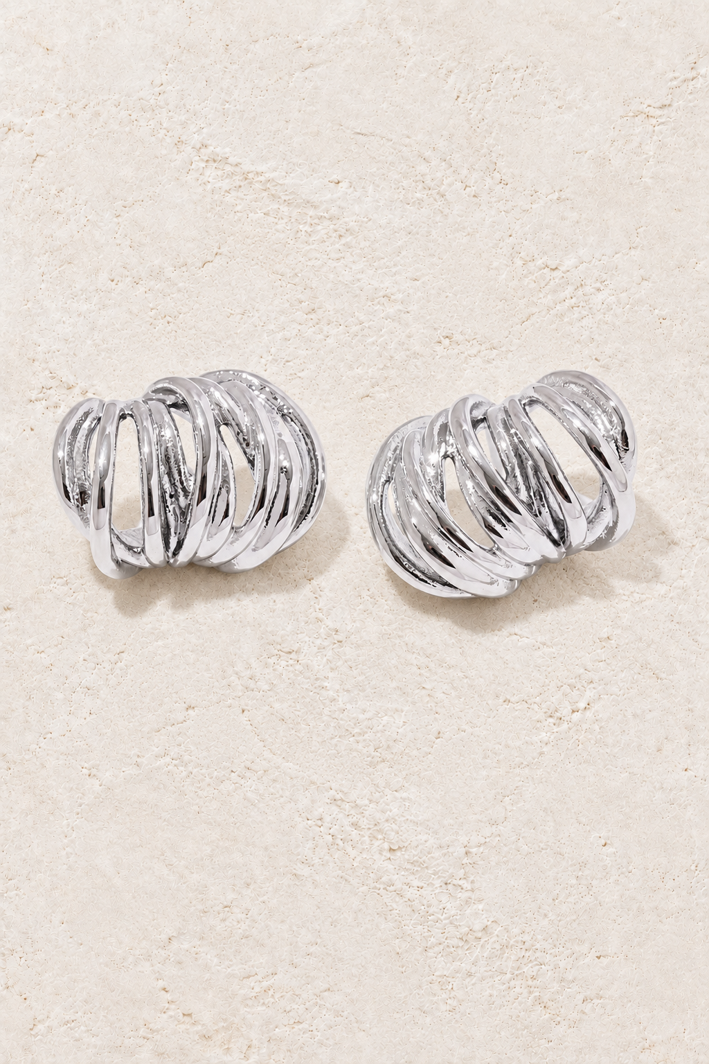 Silver Sculptural Layered Loop Earrings — hero
