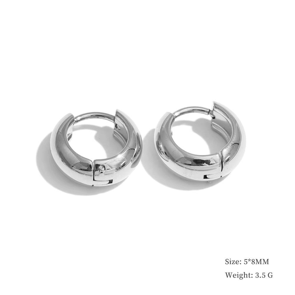 Silver chunky 5mm hoop earrings 8mm