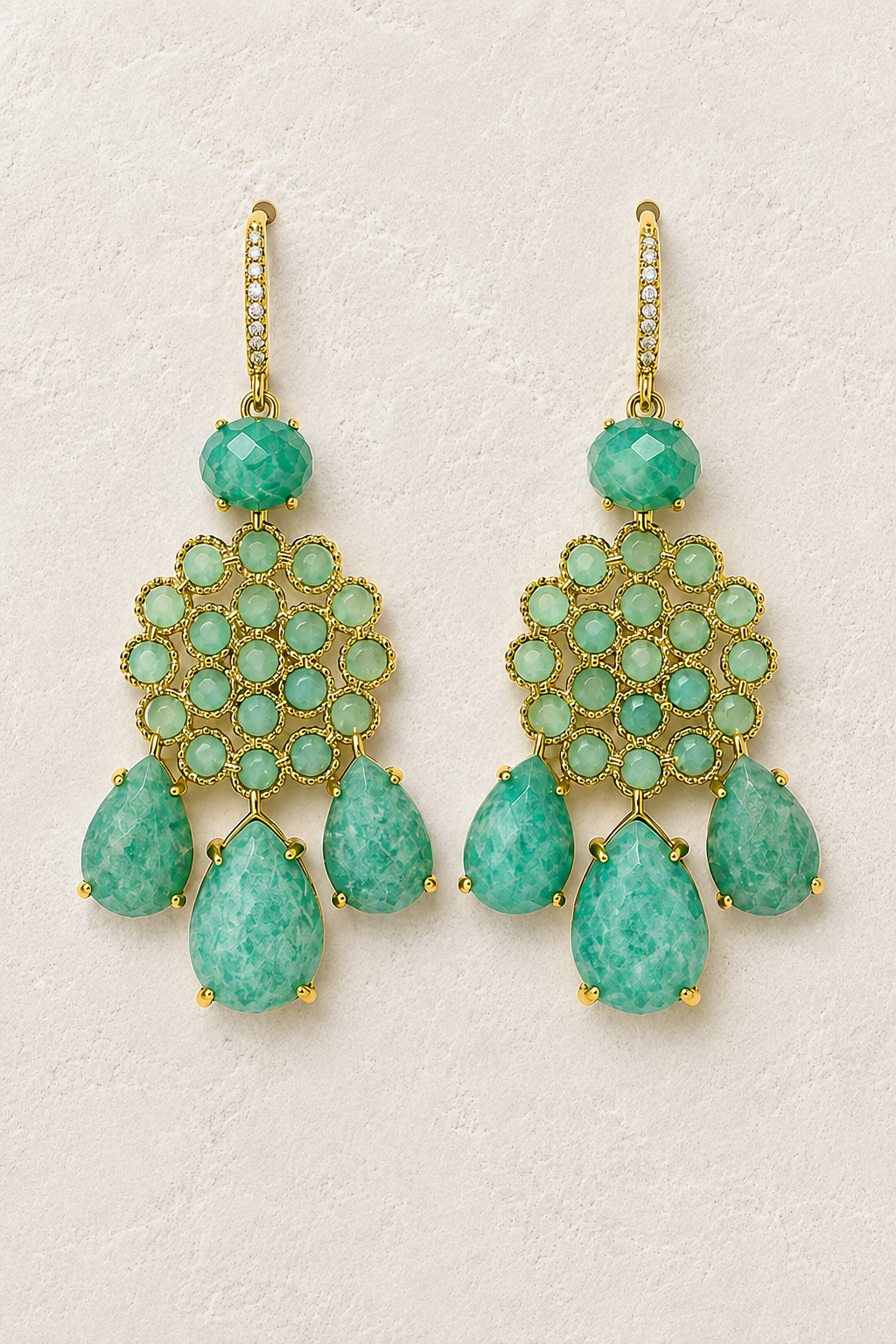 Soleya Amazonite genuine gemstone statement earrings