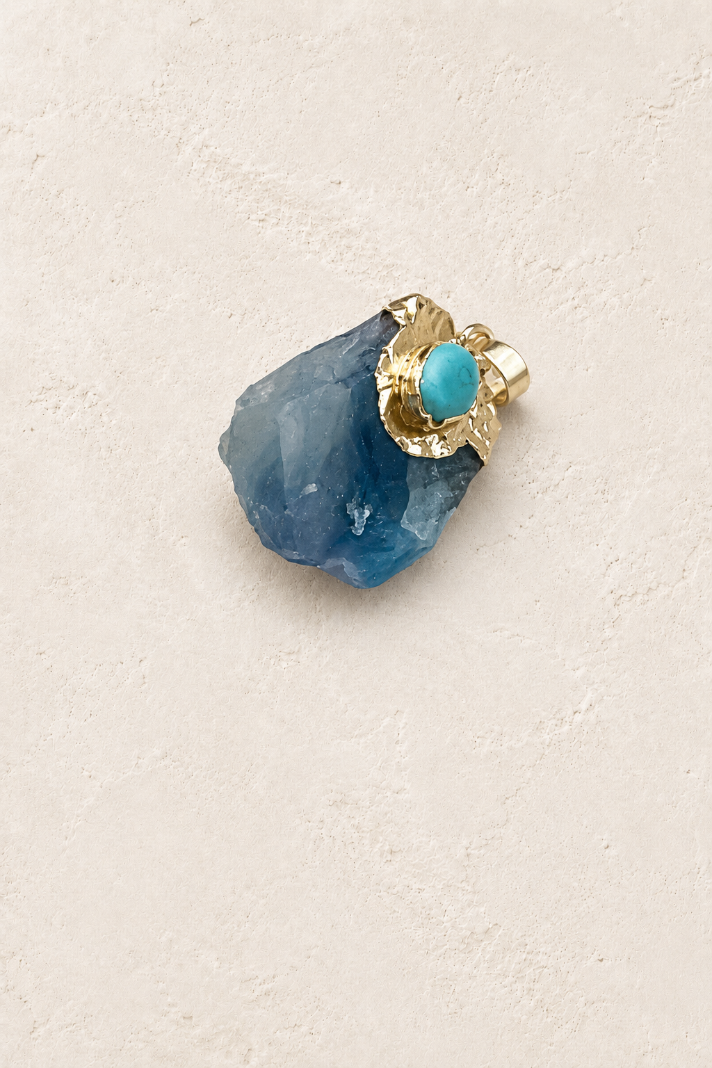 
                  
                    Turquoise & Blue Agate Statement Charm Pendant on cream plaster – Boho & Mala
                  
                
