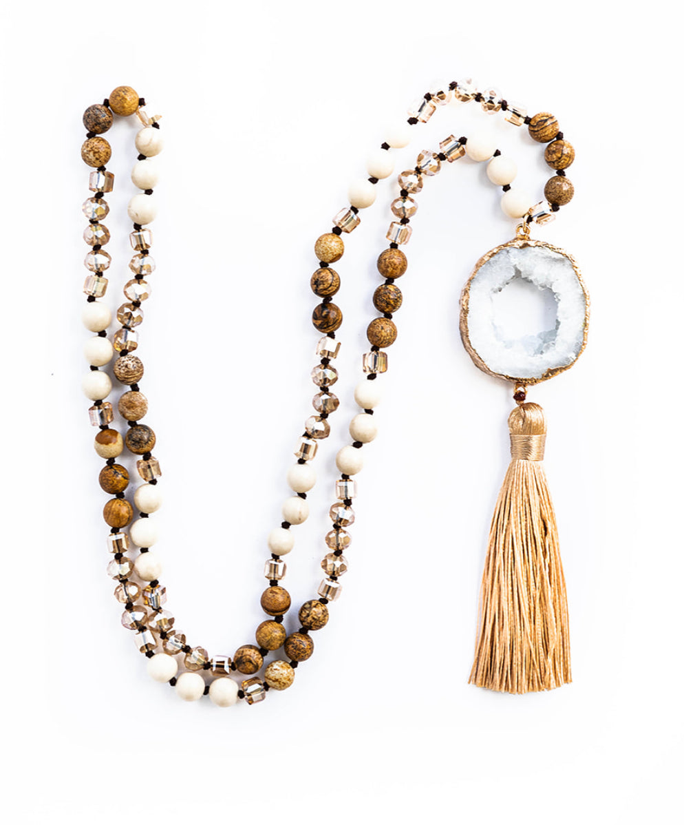 
                  
                    Boho & Mala Tribal Agate Slice Tassel Necklace (Brown Mix) TN10049
                  
                