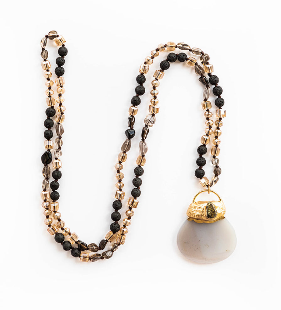
                  
                    Boho & Mala Natural Tribal Round Mix Stone Necklace TN
                  
                