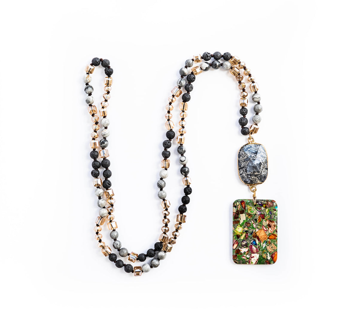 
                  
                    Boho & Mala Black Tribal Agate Slice Necklace TN100108
                  
                