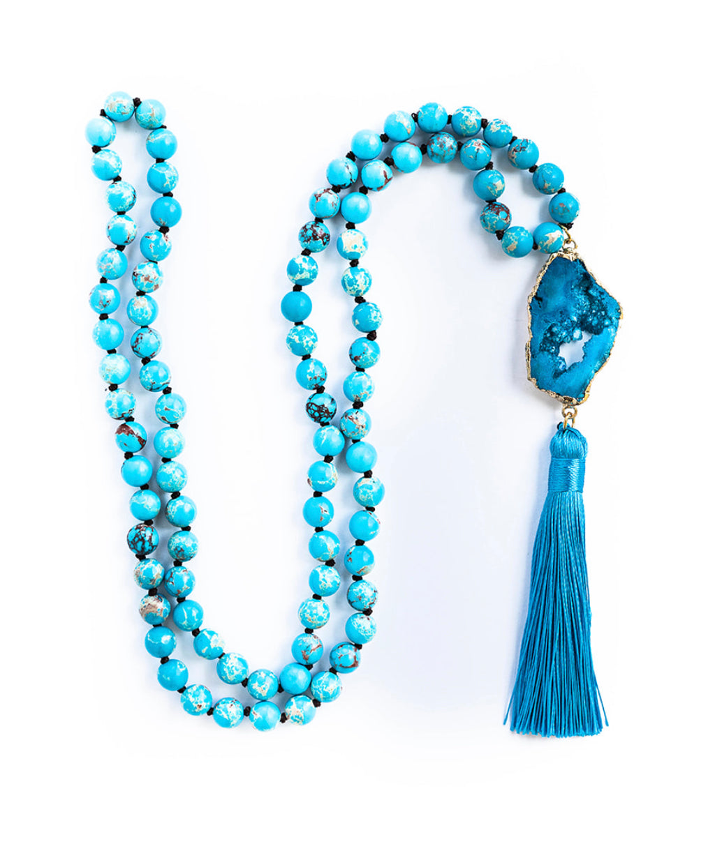 
                  
                    Boho & Mala Tribal Agate Slice Tassel Necklace (Blue) TN10048
                  
                