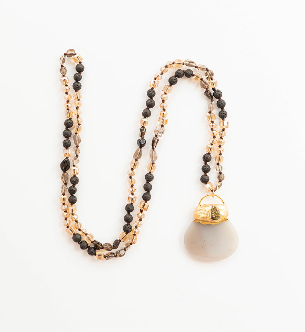 
                  
                    Boho & Mala | Natural Round Mix Stone Tribal Necklace 
                  
                