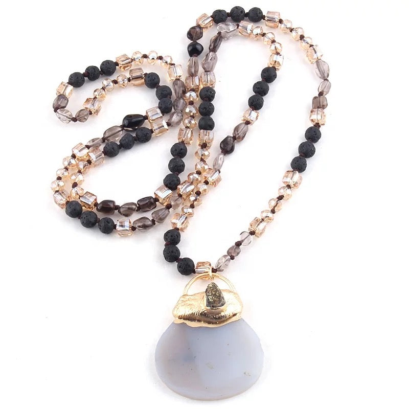 
                  
                    Boho & Mala Natural Tribal Round Mix Stone Necklace TN
                  
                